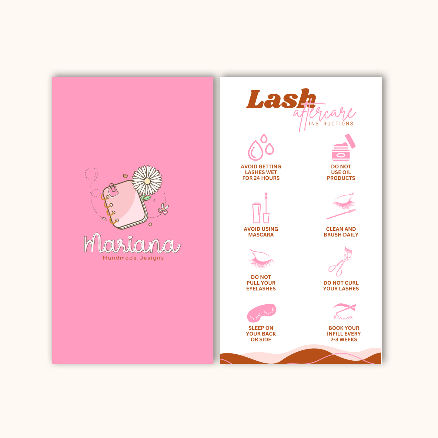 Eyelashes Aftercare Cards